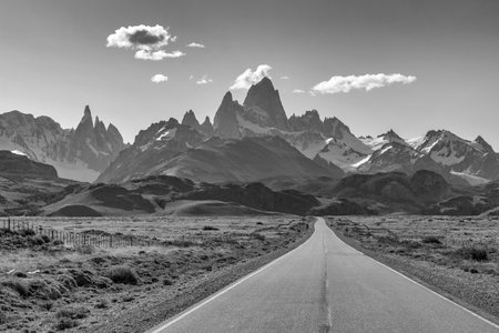 Mount Fitz Roy and Cerro Torre near El Chalten, Argentinaの写真素材