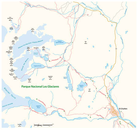 Map of the area around El Chalten, Santa Cruz, Argentinaのイラスト素材