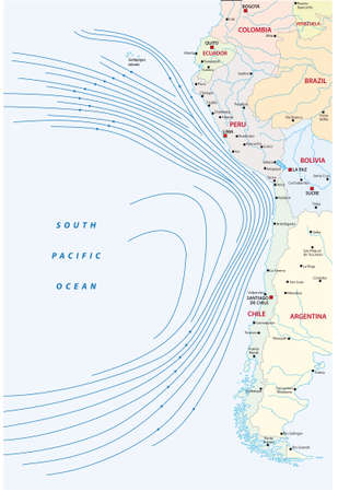 Map of the Humboldt or Peru Current on the west coast of South Americaのイラスト素材