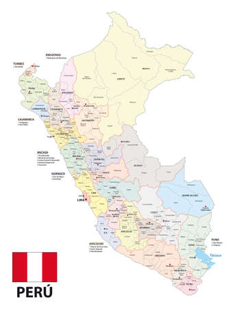 Administrative vector map of the South American state of Peruのイラスト素材