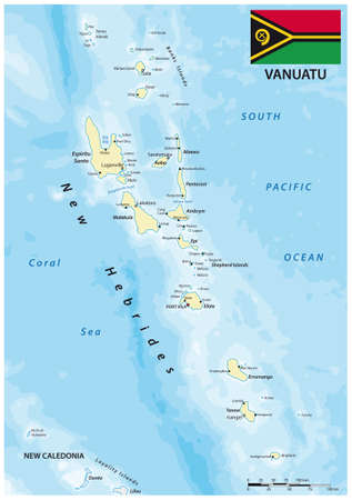 Vector map of the island nation of Vanuatu in the South Pacificのイラスト素材