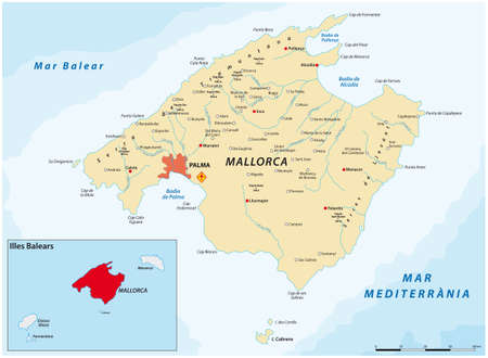 vector map of the spanish mediterranean island of Mallorcaのイラスト素材