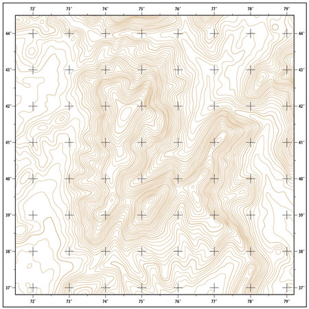 Imaginary topographic contour map with coordinate gridのイラスト素材
