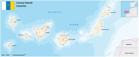 Road map of the spanish archipelago of the canary islandsのイラスト素材
