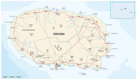 Map of the Portuguese Azores island of Terceiraのイラスト素材