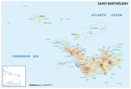 Map of the Antilles island in the French overseas territories of Saint-Barthelemyのイラスト素材