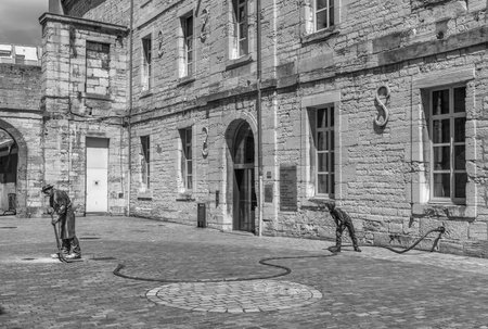 Sculpture of the sprinkler in the city center of Besancon, Franceのeditorial素材