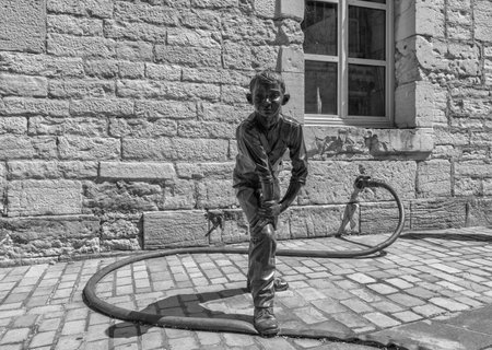 Sculpture of the sprinkler in the city center of Besancon, Franceのeditorial素材