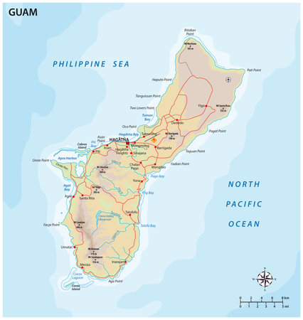 Map of Guam a non incorporated territory of the United Statesのイラスト素材