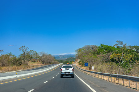 Landscape at Pan American Highway in Ditrict Chiriqui, Panamaのeditorial素材