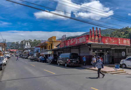 Street in Boquete on a sunny day, Chiriqui, Panamaのeditorial素材