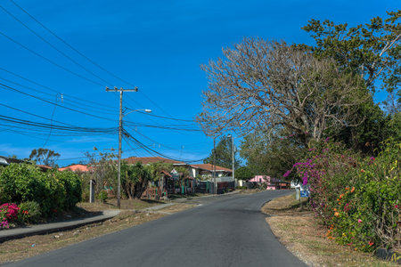 Street in Bouquet on a sunny day, Chiriqui, Panamaのeditorial素材