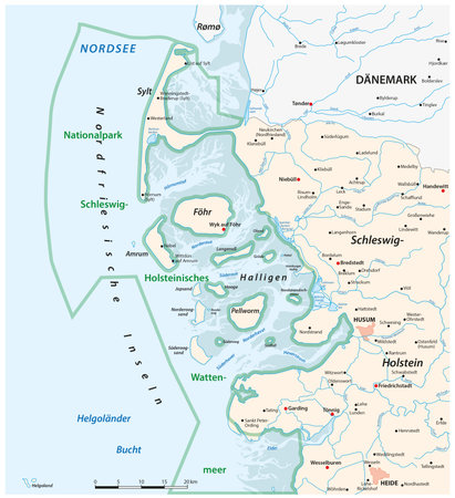 Vector map of Nordfriesland, Schleswig-Holstein, Germanyのイラスト素材