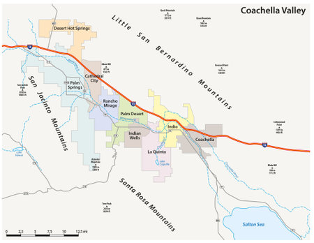 vector road map of the Coachella Valley in Riverside County, California, United Statesのイラスト素材