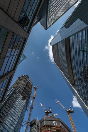 View of the skyscrapers in the Frankfurt financial district, Germany