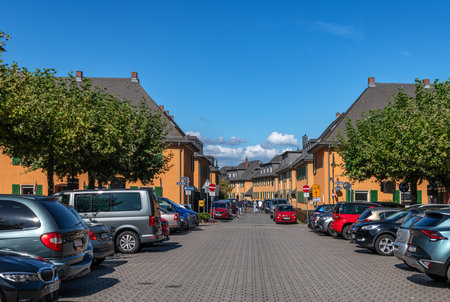Buildings of the railway settlement in Frankfurt-Nied, Hesse, Germanyのeditorial素材