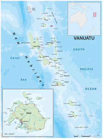 Vector map of the Melanesian island state of Vanuatuのイラスト素材