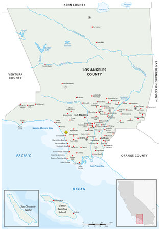 Vector map of Los Angeles County, California, United Statesのイラスト素材