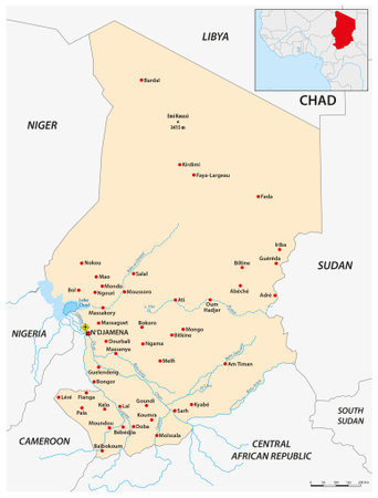 Simple map of the African state of Chad