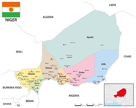 Administrative vector map of the West African state of Nigerのイラスト素材