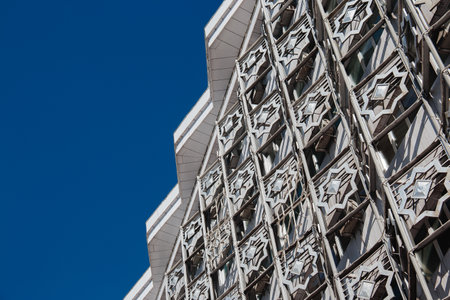 The facade of the building with Muslim starsのeditorial素材
