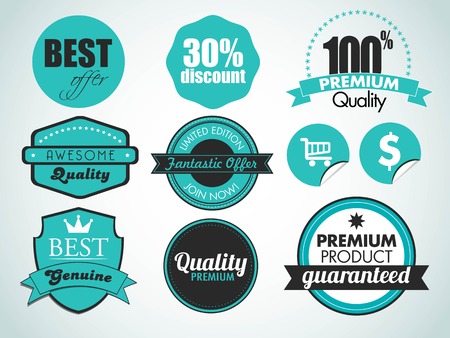 set of vintage sale and promotion badges, vector illustrationのイラスト素材