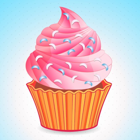 cute cupcake on a gradient background, vector illustrationのイラスト素材