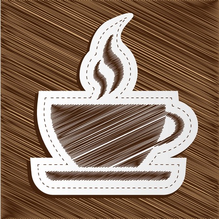 scribbled cup of coffee sticker, vector illustrationのイラスト素材