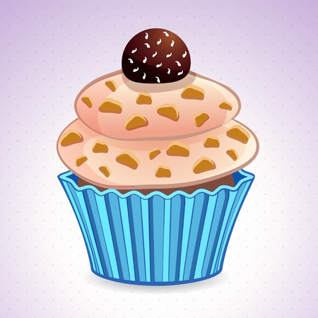 cute cupcake on a gradient background, vector illustrationのイラスト素材