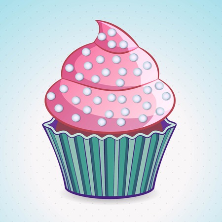 cute cupcake on a gradient background, vector illustrationのイラスト素材