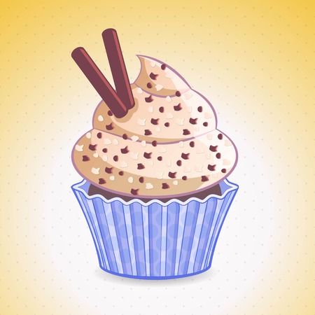 cute cupcake on a gradient background, vector illustrationのイラスト素材