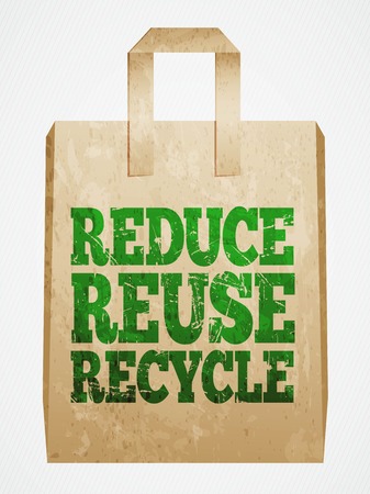 reduce, reuse, recycle, paper bag, vector illustrationのイラスト素材