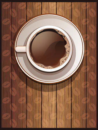top view of a cup of coffee, vector illustrationのイラスト素材