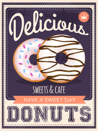 vector vintage styled donuts posterのイラスト素材