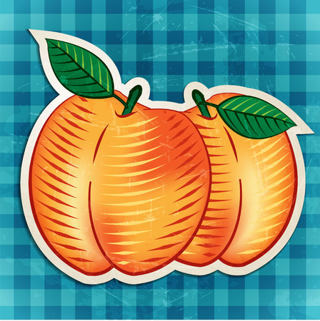 vector vintage peaches stickerのイラスト素材