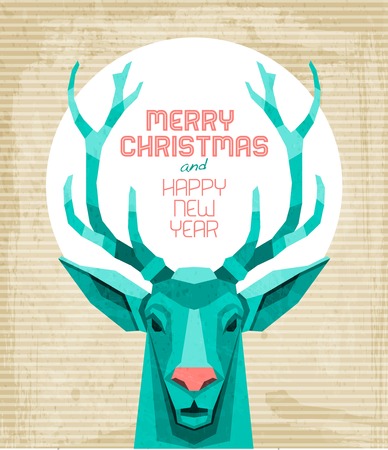 Vintage Deer Christmas Cardのイラスト素材