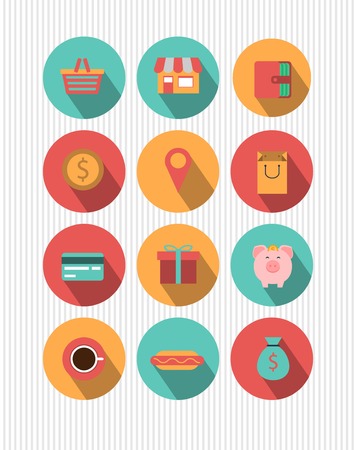 vector set of shopping iconsのイラスト素材