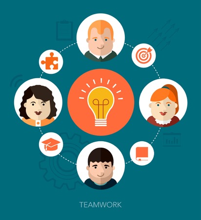 vector teamwork concept illustrationのイラスト素材