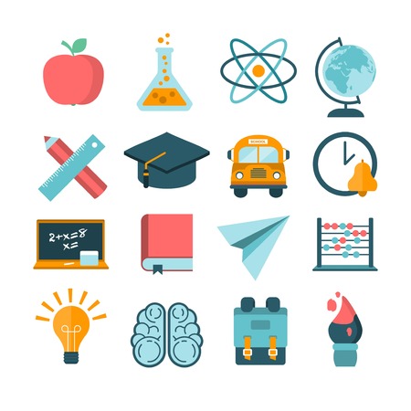 set of modern vector school iconsのイラスト素材