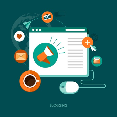 vector blogging concept illustrationのイラスト素材