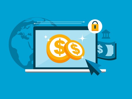 vector secure online payment concept illustrationのイラスト素材