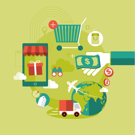 vector online shopping concept illustrationのイラスト素材