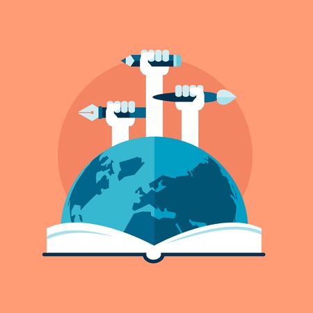concept of global education, flat styleのイラスト素材