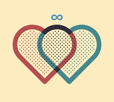 two hearts joined together, illustrationのイラスト素材