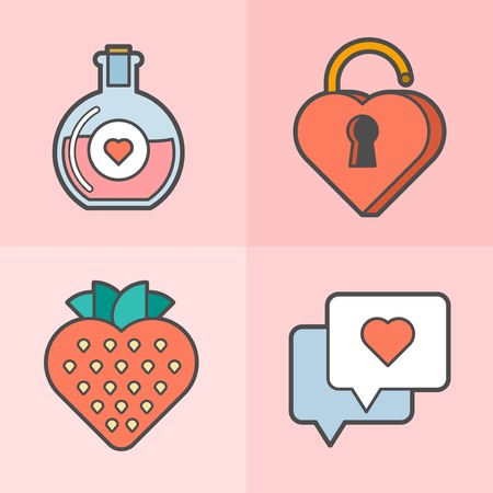 set of Valentine\'s day icons, illustrationのイラスト素材