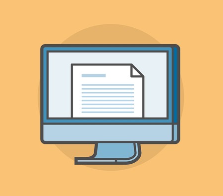computer monitor with a text document, illustrationのイラスト素材