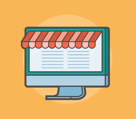 online store concept isolated on yellow background,  illustrationのイラスト素材