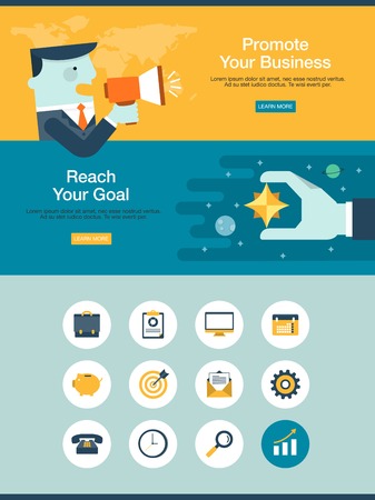 set of business concept banners and icons, illustrationのイラスト素材