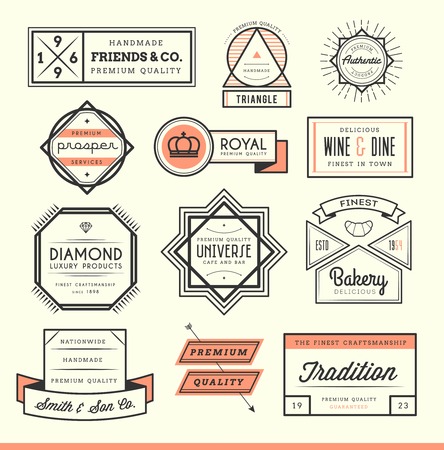 set of vintage icon, badges and labels, illustrationのイラスト素材