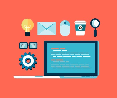 programming concept illustration, flat style のイラスト素材